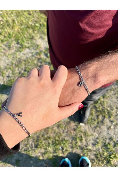 pofudukcase Steel 2 Letter Detailed Bracelets, Couple, Lover, Friend, Cousin