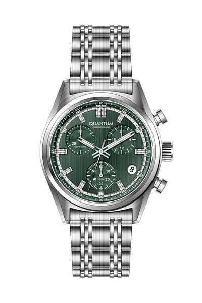 Quantum Pwg1209.370 Chronograph All Functions Active 10 Atm Water Resistant Steel Case Steel Cord