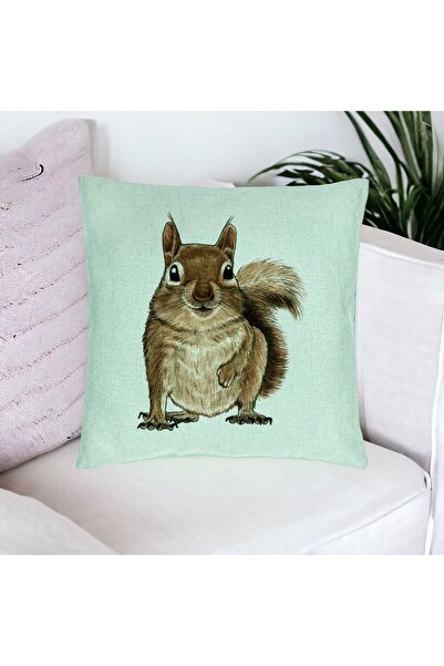 BEKZ Perna Decorativa, Model Veverita, 40x40 cm, Verde Menta, Husa Detasabila...