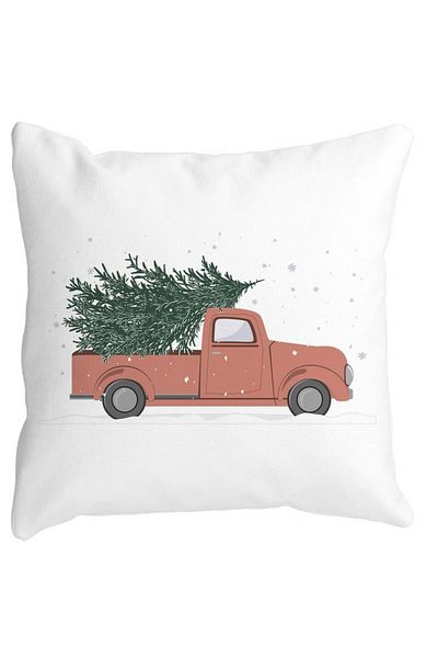 BEKZ Christmas Themed Decorative Pillow, 15, 40x40 cm, White, Matte, Removable Cover, Bellows