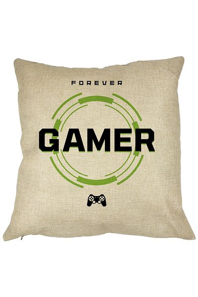 BEKZ Perna Decorativa, Forever Gamer, 40x40 cm, Husa Detasabila, Burduf