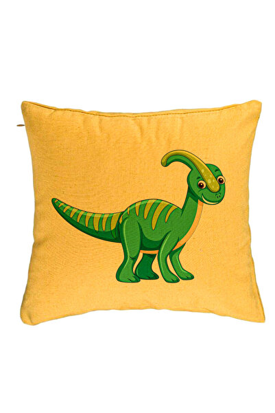 BEKZ Perna Decorativa, Model copii Dinozaur Verde, 40x40 cm, Galben, Husa Det...