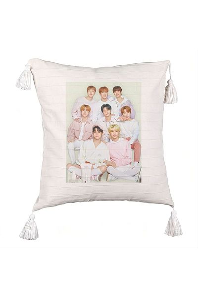 BEKZ Fringed Pillowcase, Stray Kids 7, 45×45 cm, With zipper
