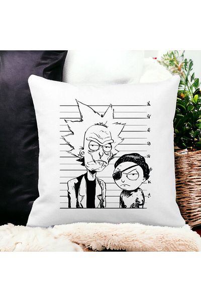 BEKZ Rick And Morty Square Pillowcase, 40x40 Cm, White, Matte