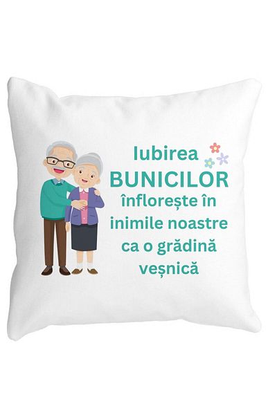 BEKZ Perna Decorativa pentru Bunici 5, 40x40 cm, Alba, Mata, Husa Detasabila, Burduf