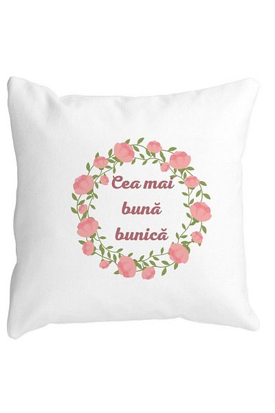 BEKZ Perna Decorativa pentru Bunica 13, 40x40 cm, Alba, Mata, Husa Detasabila, Burduf