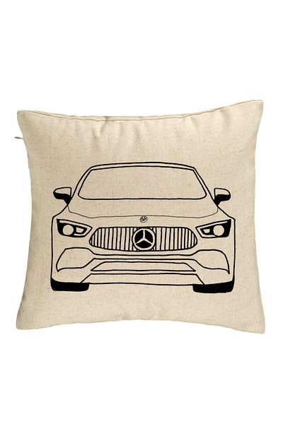 BEKZ Perna Decorativa, Model Hey Mercedes, 40x40 cm, Bej, Husa Detasabila, Burduf