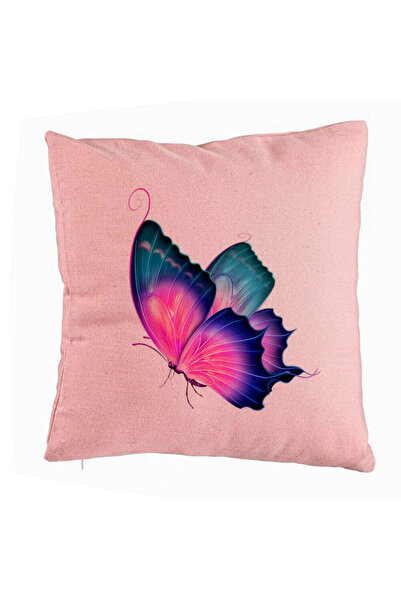 BEKZ Față de pernă, model fluture multicolor, 40x40 cm, roz
