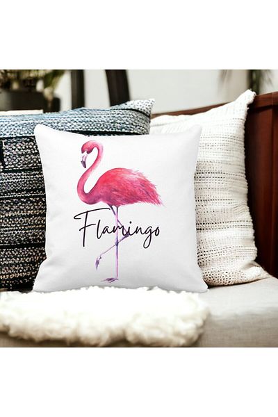 BEKZ Flamingo Square Pillowcase, 40x40 Cm, White, Matte