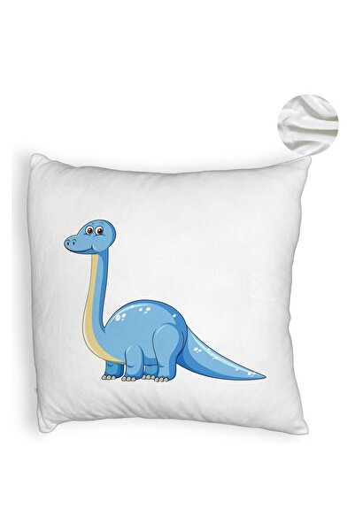 BEKZ Față de pernă pufoasă, model pentru copii, dinozaur albastru, 40x40 cm, alb