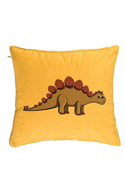 BEKZ Perna Decorativa, Model copii Dinozaur Mov, 40x40 cm, Galben, Husa Detas...