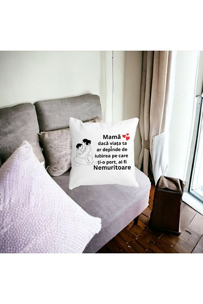 BEKZ Perna Decorativa pentru Mama 5,40x40 cm, Alba, Mata, Husa Detasabila, Burduf