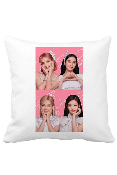 BEKZ Perna Decorativa BlackPink, Model 15, 40x40 cm, Alba, Mata, Husa Detasabila, Burduf