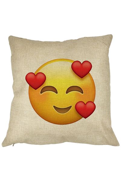 BEKZ Perna Decorativa Patrata Emoji In Love, 40x40 cm, Husa Detasabila, Burduf