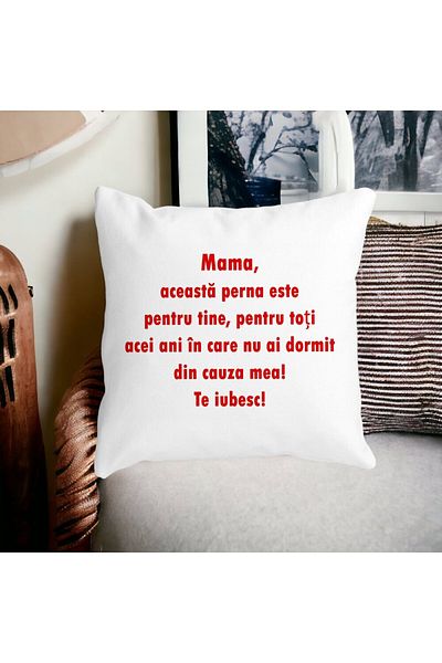 BEKZ Square Pillowcase For Mom I Love You 3.40x40 Cm, White, Matte
