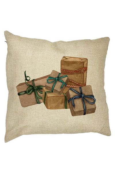 BEKZ Perna Decorativa cu tematica de Craciun, Cadouri, 40x40 cm, Husa Detasabila, Burduf