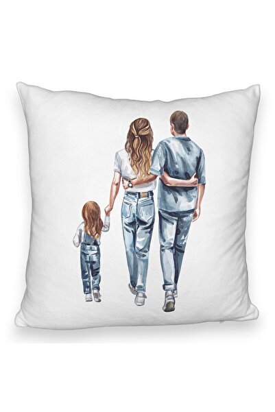 BEKZ Perna Decorativa Fluffy, Model Family in Blue, 40x40 cm, Alba, Husa Deta...