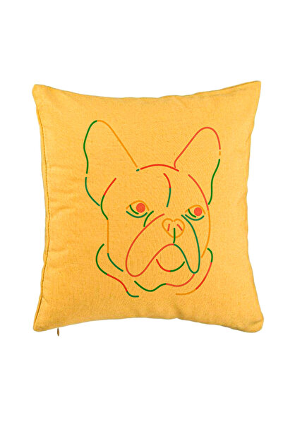 BEKZ Față de pernă, model multicolor Doggo, 40x40 cm, galben