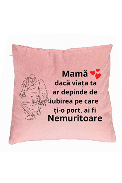 BEKZ Perna Decorativa, Model pentru Mama 10, 40x40 cm, Roz, Husa Detasabila, ...