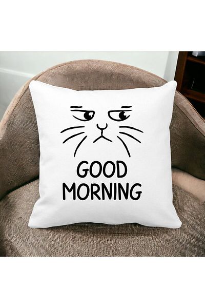 BEKZ Pillowcase, Good Morning, 40x40 Cm, White, Matte