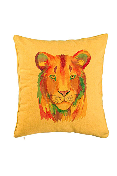 BEKZ Față de pernă, model leu colorat, 40x40 cm, galben