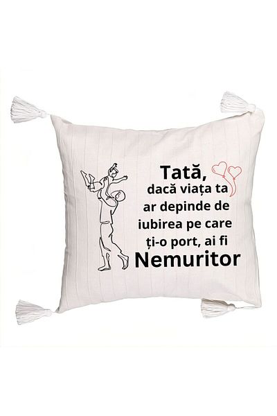 BEKZ Decorative Pillow with Fringes, Model for Tata 10, 45x45 cm, Ecru, With zipper