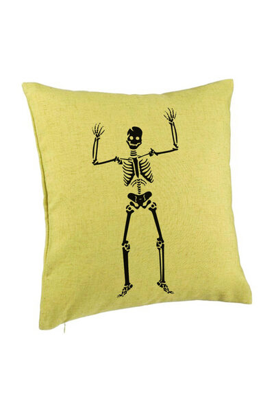 BEKZ Față de pernă cu motiv de schelet de Halloween 1, 40x40 cm, verde