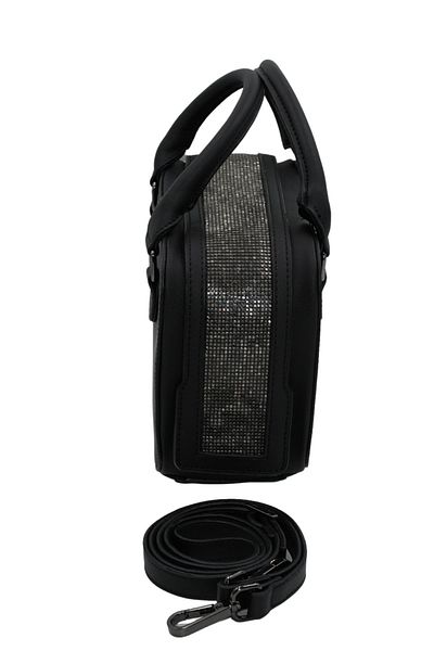 morpelikan Women's Stylish Detailed Zippered Adjustable Cross Strap Black Hand and Shoulder Bag