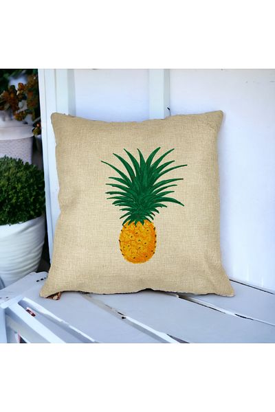 BEKZ Perna Decorativa Patrata Ananas, 40x40 cm, Husa Detasabila, Burduf