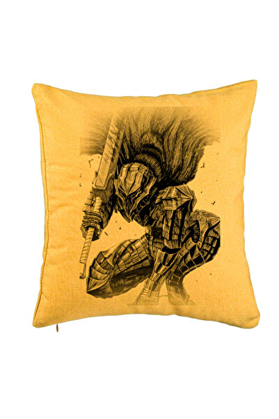 BEKZ Perna Decorativa cu Berserk, 40x40 cm, Galben, Husa Detasabila, Burduf