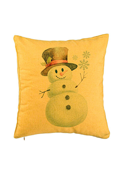 BEKZ Коледна калъфка за възглавница "Снежен човек", 2 бр., 40x40 см, жълта