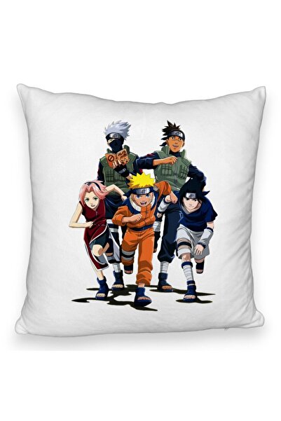 BEKZ Perna Decorativa Fluffy cu Naruto team, 40x40 cm, Alba, Husa Detasabila,...