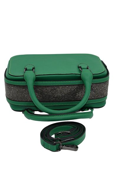 morpelikan Women's Stylish Detailed Zippered Adjustable Cross Strap Green Hand and Shoulder Bag