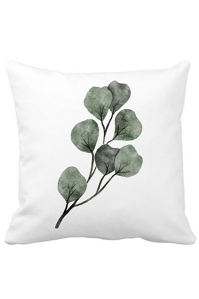 BEKZ Perna Decorativa Model Frunze, 40x40 cm, Alba, Mata, Husa Detasabila, Burduf
