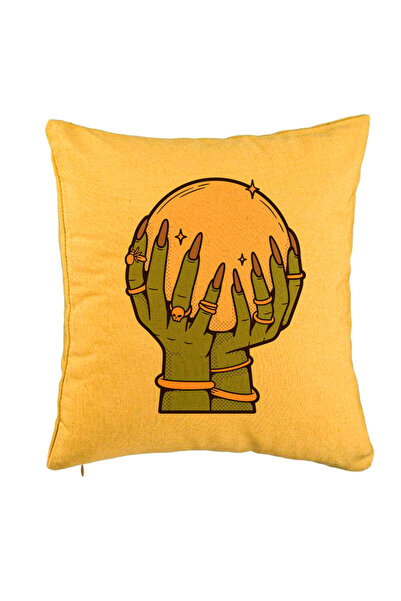 BEKZ Perna Decorativa cu motiv de Halloween 9, 40x40 cm, Galben, Husa Detasab...