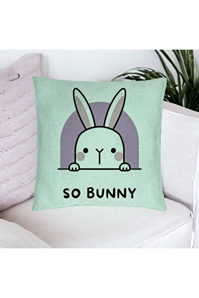 BEKZ Perna Decorativa, Model So Bunny, 40x40 cm, Verde Menta, Husa Detasabila, Burduf