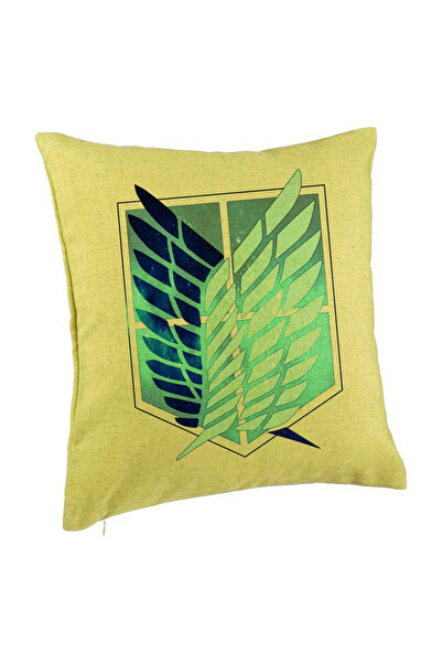 BEKZ Perna Decorativa cu Attack on Titan Symbol, 40x40 cm, Verde, Husa Detasa...