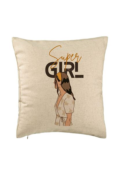 BEKZ Perna Decorativa, Model Super Girl, 40x40 cm, Bej, Husa Detasabila, Burduf