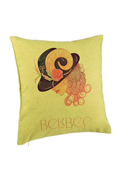 BEKZ Față de pernă, model cu semnul zodiacal Berbec, 40x40 cm, verde