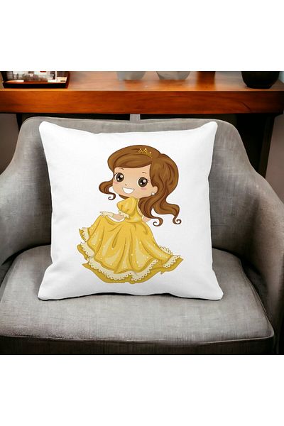 BEKZ Square Pillowcase Princess With Crown, 40x40 Cm, White, Matte