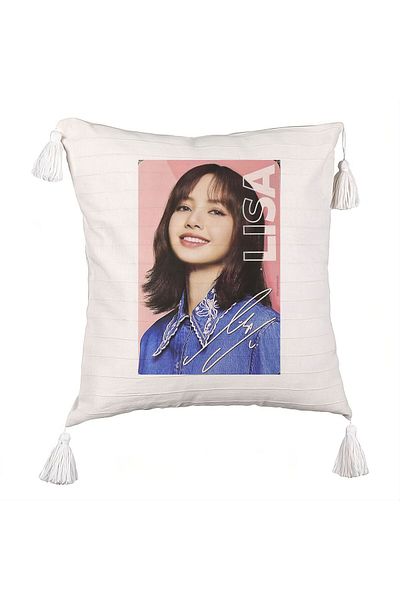 BEKZ BlackPink Lisa 2 Fringed Pillowcase, 45×45 cm, With zipper