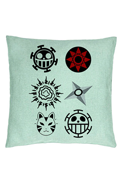 BEKZ Perna Decorativa cu Naruto symbols, 40x40 cm, Verde Menta, Husa Detasabi...