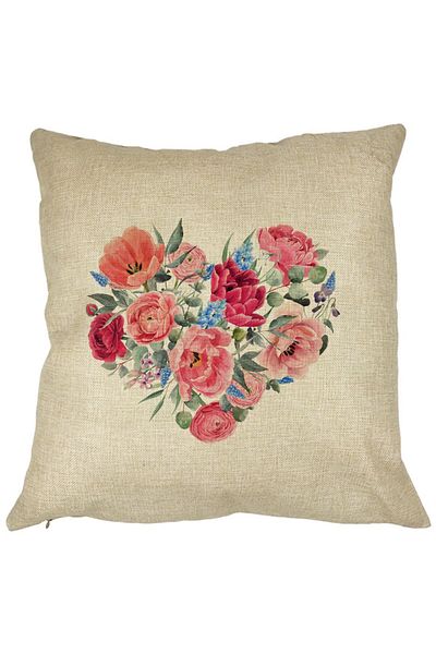 BEKZ Perna Decorativa, Heart of Flowers, 40x40 cm, Husa Detasabila, Burduf