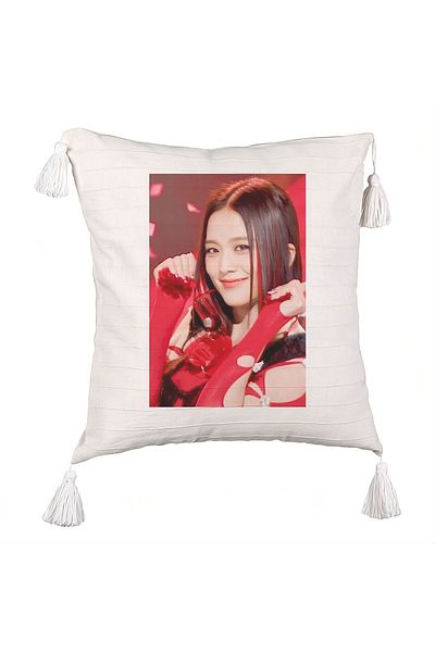 BEKZ Decorative Pillow with Fringes BlackPink Jisoo 1, 45×45 cm, With zipper