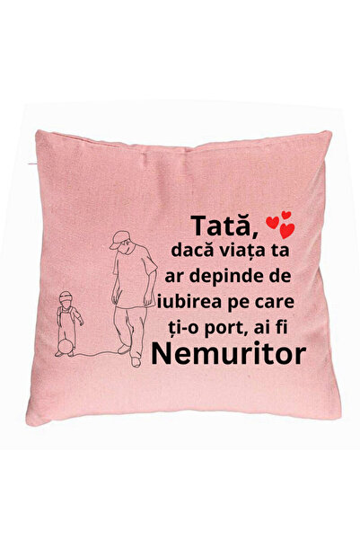 BEKZ Perna Decorativa, Model pentru Tata 5, 40x40 cm, Roz, Husa Detasabila, B...