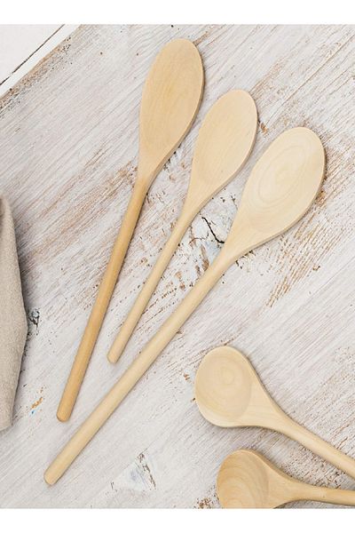 TESCOMA Woody Oval Spoon Set – 3-Piece Wooden Cooking Spoons, Assorted