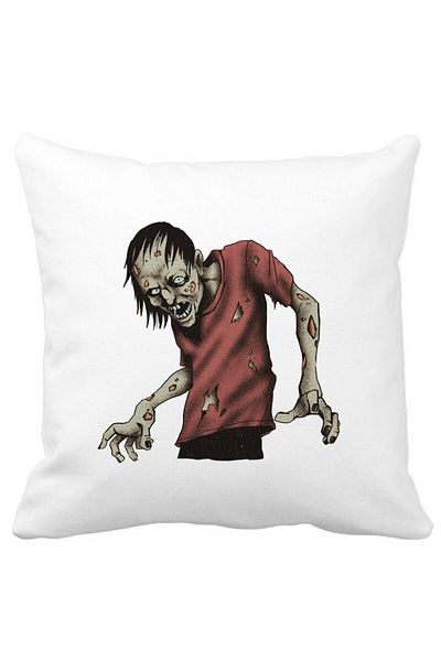 BEKZ Pillowcase With Halloween Zombie Motif 1, 40x40 Cm, White, Matte
