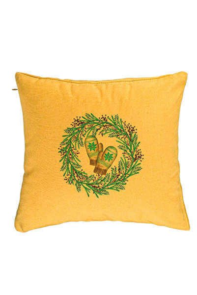 BEKZ Față de pernă cu coroană de Crăciun, 40x40 cm, galbenă