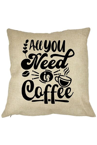BEKZ Perna Decorativa, All You Need is Coffee, 40x40 cm, Husa Detasabila, Burduf