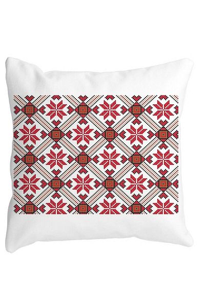 BEKZ Square Pillowcase With Romanian Motifs 2.40x40 Cm, White, Matte